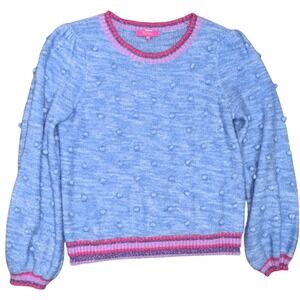 Lilly Pulitzer Verna Sweater Women XL Blue Peri Marl Excellent Bobble Knit Puff